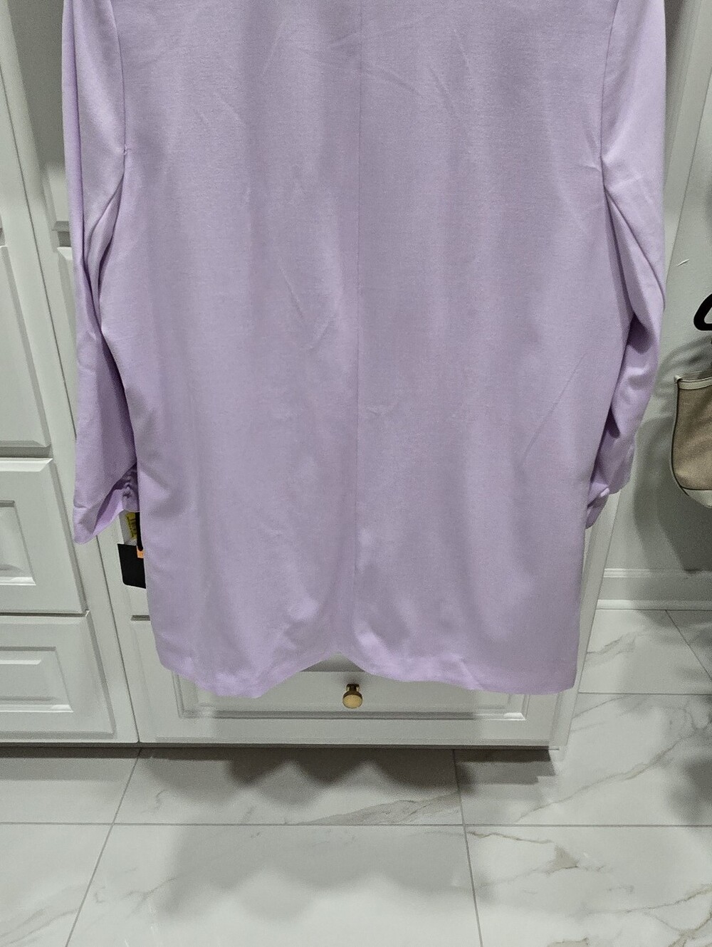 Takara Lavender Open Front Blazer Ruched Sleeve Career Jacket NWT Size L - Picture 5 of 8
